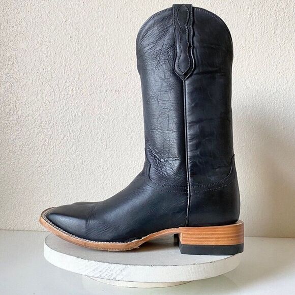 NEW Capitan Mens Cowboy Boots FT WORTH Rivercrest 9D Black Leather Square Toe - Picture 4 of 10